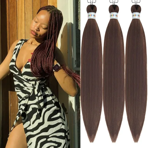 Miniatura 132 de Cabello estirado de fibra Kanekalon para trenzar con cabello humano, color oro rosado, 30 pulgadas