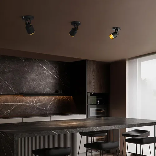 Miniatura 7 de Aisilan - Foco de techo LED regulable negro y dorado para interiores, ajustable, 180 grados, monopointo, luz blanca cálida, 3000 K, 7 W