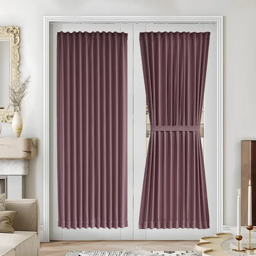 Miniatura 115 de Vatge - Cortinas autoadhesivas para puerta francesa, tratamiento de ventana con filtro de luz sin varillas ni perforaciones para puertas de cristal