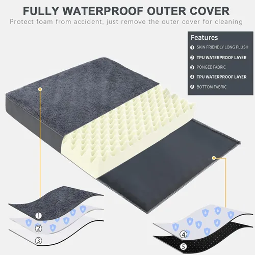 Miniatura 3 de Camas para Perros Impermeables Tamaño Grande Camas Ortopédicas para Perros para Jaula con Funda Lavable Extraíble Almohadilla para Mascotas de Gris
