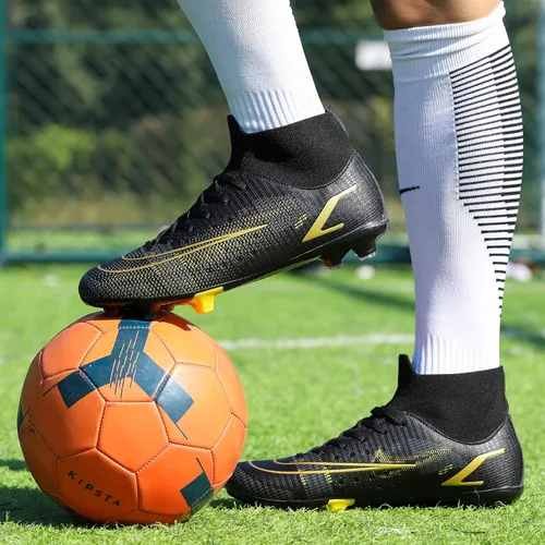Miniatura 5 de Patomio Eagle Botines de fútbol para hombre, botas de fútbol con pinchos, soporte de tobillo para interiores y exteriores, entrenamiento