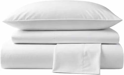 Miniatura 9 de Perú Pima – Juego de sábana de cama de 285 hilos – 100 % algodón peruano Pima – De percal Blanco