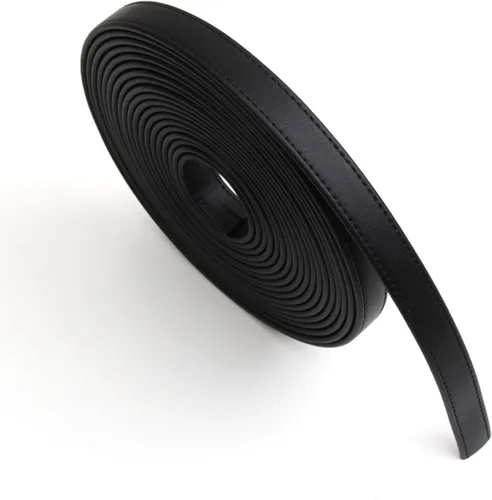 Miniatura 17 de lalatia Correas de cuero sintético cosidas para manualidades, tiras de cuero con costuras de 1/2 pulgada de ancho, 2 yardas de largo, color negro