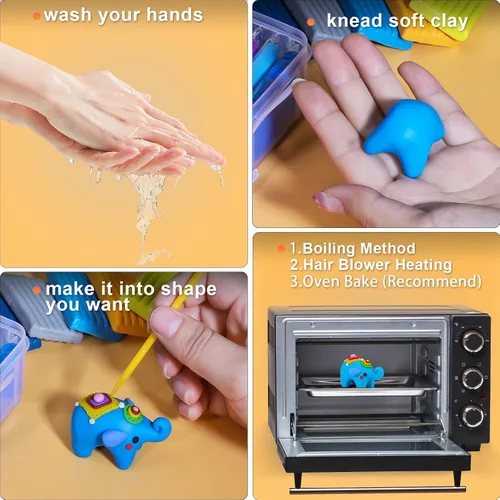 Miniatura 10 de Ixiaoyoo Arcilla polimérica de 70 colores, arcilla para modelar al horno para niños, kit de iniciación de bricolaje, no tóxico, antiadherente