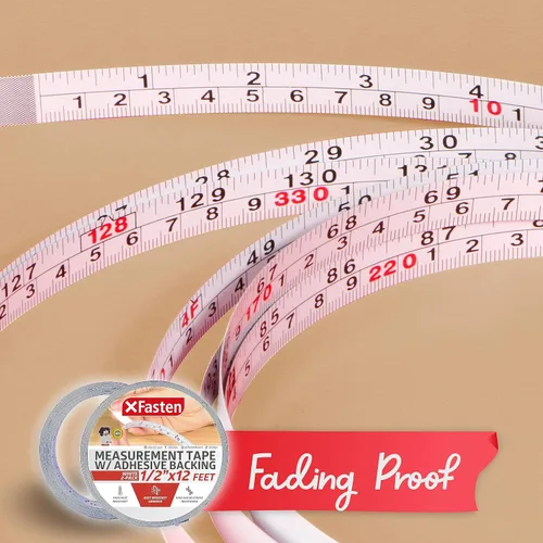 Miniatura 6 de XFasten Cinta métrica con parte trasera adhesiva, 0.5 pulgadas x 12 pies (paquete de 2) Cinta métrica de izquierda a derecha para banco de trabajo