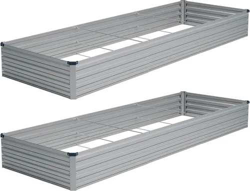 Miniatura 18 de Vengarus Kit de cama de jardín galvanizado elevado de 6 x 3 x 1 pies (paquete de 2), maceta de metal para exteriores, contenedor rectangular de Negro