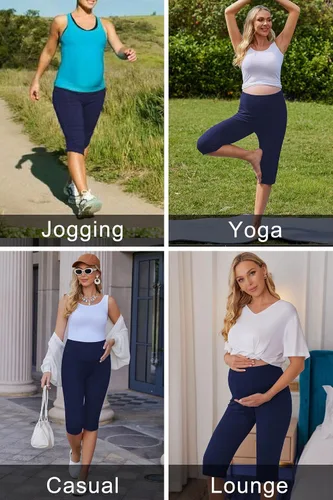 Miniatura 4 de Ekouaer Maternity Shorts for Women Maternity Capris Yoga Pregnancy Short Pants Soft Joggers Lounge Bottoms S-XXL