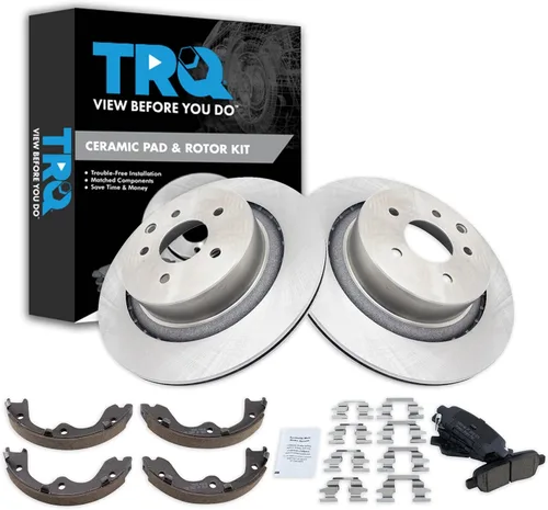 Miniatura 58 de TRQ Kit de pastillas de freno y rotor Posi trasero premium con zapatas de estacionamiento para camión GM SUV