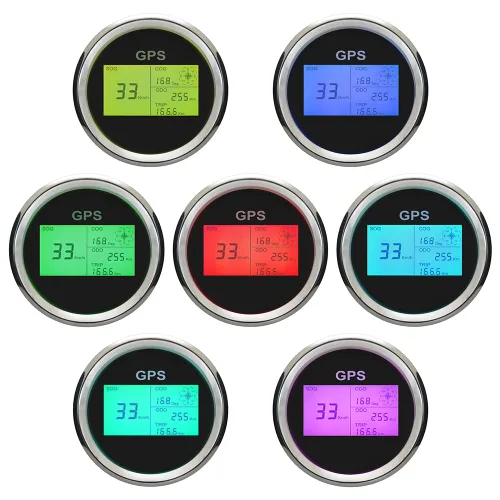 Miniatura 2 de ELING 3 3/8 "3.346 in Digital GPS Velocímetro LCD Medidor de Velocidad del Curso Kilometraje Ajustable 7 Retroiluminaciones para Barco Moto de Nieve