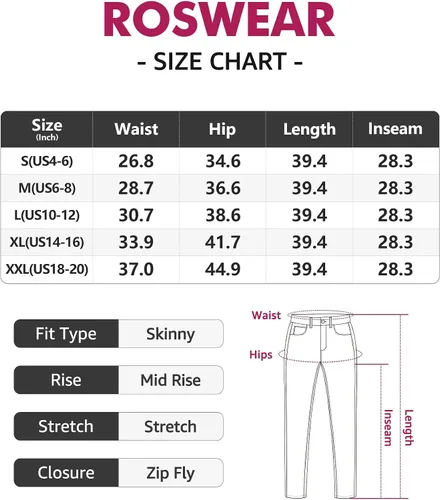 Miniatura 4 de roswear Essentials - Jeans ajustados rasgados de tiro medio para mujer.