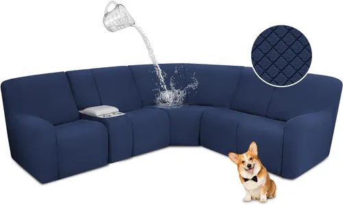 Miniatura 17 de ALIECOM Funda para Consola Central de Sillón Reclinable, Funda Elástica para Sofá Seccional Reclinable en Forma de L, Funda de Esquinas para Sofá