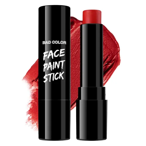 BADCOLOR Barra de Pintura Facial y Corporal Roja, Crema Mezclable para Pintura Facial en Lápiz para Deportes, Sóftbol, Fútbol, Béisbol, Pintura Rojo