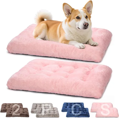 Miniatura 13 de POMIU Paquete de 2 camas lavables para perros, camas de felpa de lujo con antideslizante, lavable a máquina, tapete para dormir para perros grandes