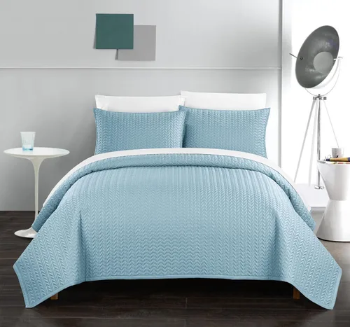 Miniatura 9 de Chic Home Weaverland - Juego de 2 fundas acolchadas geométricas de cheurón, fundas de almohada decorativas incluidas, individual, dorado