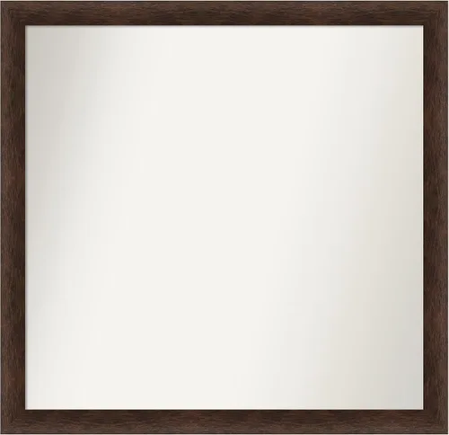 Miniatura 530 de Amanti Art Espejo de pared personalizado no biselado (24 x 27 pulgadas), marco estrecho de nogal chipre - varios tamaños personalizados - Espejo
