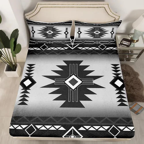Miniatura 16 de Homewish Western Fitted Sheets Twin Size (No Flat),Retro Country Tribal Bedding Set 2Pcs,Kids Girls Boys Room Decor,Southwest Aztec Stripes Bed