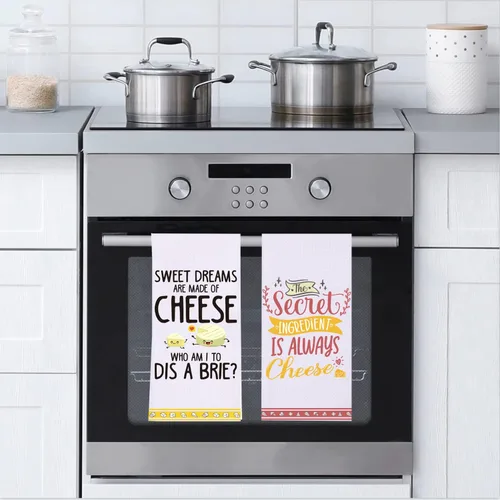 Miniatura 3 de LXOMILL Divertidas toallas de cocina de queso, cestas de queso Punny y bonitos juegos de paños decorativos para platos