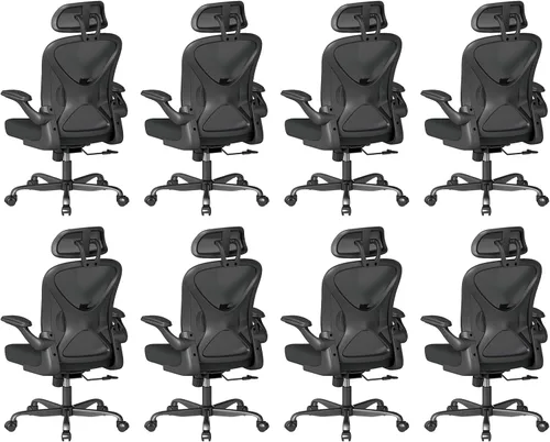 Miniatura 25 de ZZH Juego de 2 sillas ergonómicas de oficina con soporte lumbar ajustable y reposacabezas, silla de escritorio de malla para oficina en casa