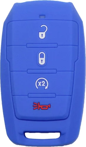 Miniatura 5 de 2 fundas protectoras de goma de silicona con 4 botones para llavero inteligente compatible con Dodge Ram 1500 2019 2020 2021 2022 negro azul