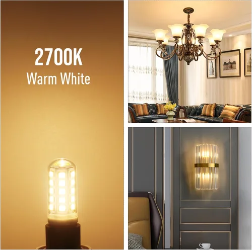 Miniatura 4 de YUIIP Bombillas LED G9 de 2700 K, blanco cálido suave, 4 W (equivalente a halógeno de 40 W), AC120V 400LM G9 bombilla base bi pin para candelabros