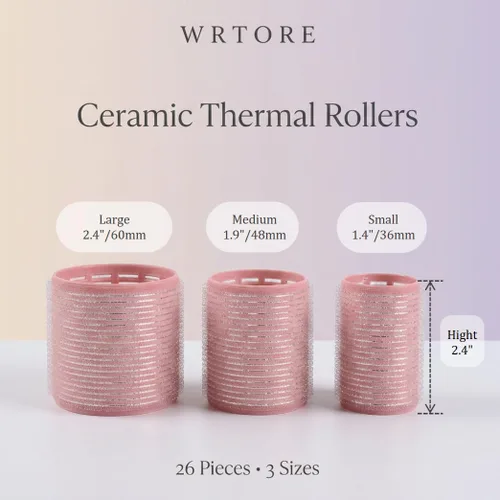 Miniatura 2 de 18 rodillos térmicos para el cabello, rizadores térmicos de cerámica para volumen de cabello largo, rulos de autoagarre jumbo para mujeres (rosa)