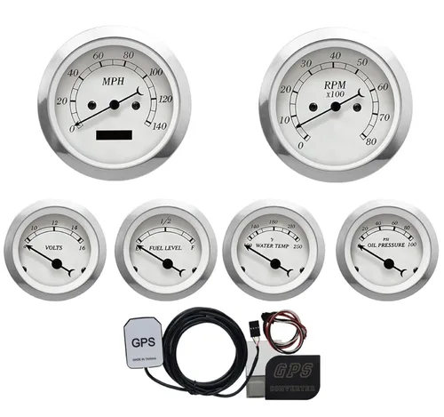 Miniatura 23 de MOTOR METER RACING - Juego clásico de velocímetro (6 piezas) con velocímetro mecánico, odómetro analógico, esfera verde, aguja blanca, iluminación