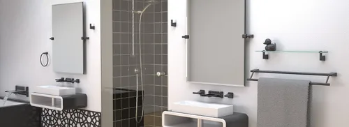 Miniatura 4 de Gatco 4719MXSM Bleu Espejo rectangular sin marco, 24 H, negro mate/montado en la pared, espejo rectangular biselado inclinable para baño