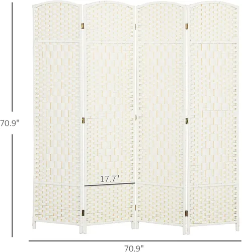 Miniatura 3 de 4Panel 6ft Wood Folding Privacy Room Divider Freestanding White Premium Wood Finish Easy Adjustability Spacious Configuration