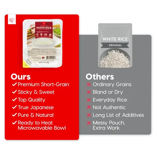 Miniatura 5 de IRIS - Arroz blanco instantáneo (paquete de 10), arroz adhesivo japonés de grano corto ultra premium, microondas durante 80 segundos, sin OMG