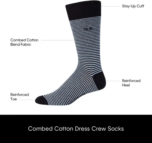 Miniatura 3 de Calvin Klein Calcetines de vestir para hombre, calcetines ligeros de mezcla de algodón (paquete de 8)