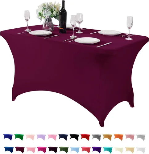Miniatura 163 de Mantel de elastano para mesas de 4, 6 u 8 pies, mantel elástico universal ajustable para fiestas, banquetes, bodas y eventos - Verde manzana