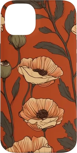 Miniatura 15 de iPhone 16 Floral Pattern Poppies Terracotta Poppy Flower Case