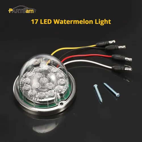 Miniatura 2 de Partsam 1 luz de sandía de doble revolución con 17 LED para semircamión, luces señales de giro rojas a luces auxiliares azules, repuesto