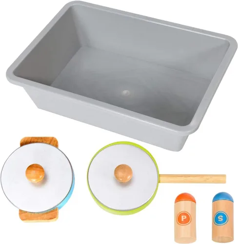 Miniatura 6 de OLAKIDS - Juego de cocina para niños, cocina de madera para niños pequeños con sonidos reales, estufa, microondas, horno, fregadero, gabinete