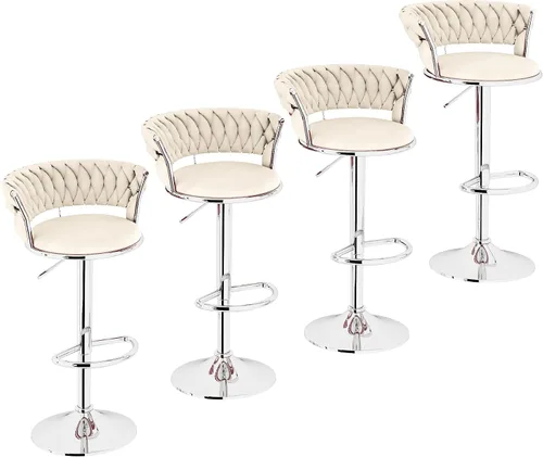 Miniatura 10 de AWQM Juego de 2 taburetes de bar de terciopelo, taburetes de cocina giratorios de altura ajustable con respaldo bajo para comedor, barra