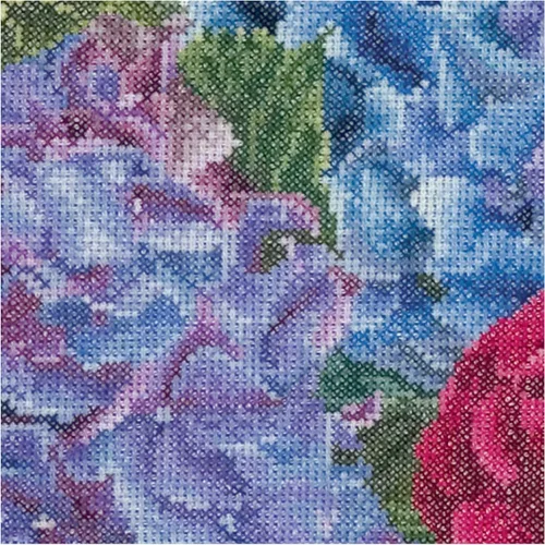 Miniatura 2 de Thea Gouverneur - Kit de punto de cruz contado - Hortensia y rosa - Aida - 16 unidades - Kit de bordado para adultos - Hilos de bordado DMC y otros