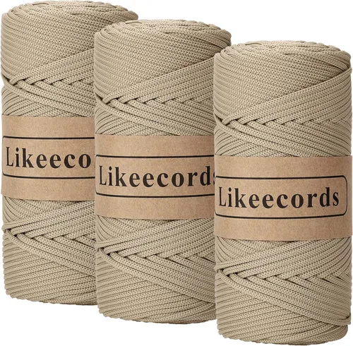 Miniatura 28 de Likeecords Cordón de macramé trenzado de poliéster de 0.157 in, 140 yardas/426 pies, hilo elástico para bolsa de ganchillo para manualidades, Verde