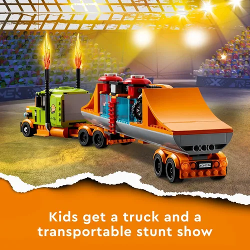 Miniatura 3 de LEGO City Stunt Show Truck 60294 - Juego de juguetes de construcción con rampas de lanzamiento y un tanque de volcada, además de una bicicleta
