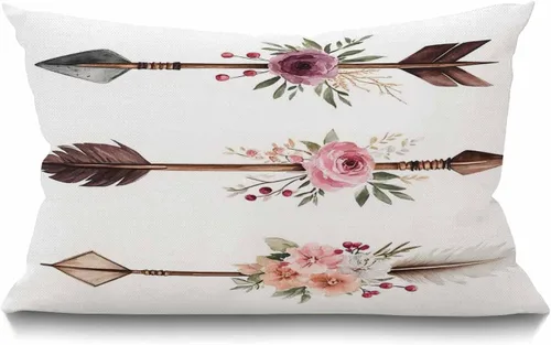 Miniatura 8 de Smooffly Our House - Funda de almohada lumbar de 12 x 20 pulgadas, de lino y algodón, rectangular, para sofá, decoración de casa rural