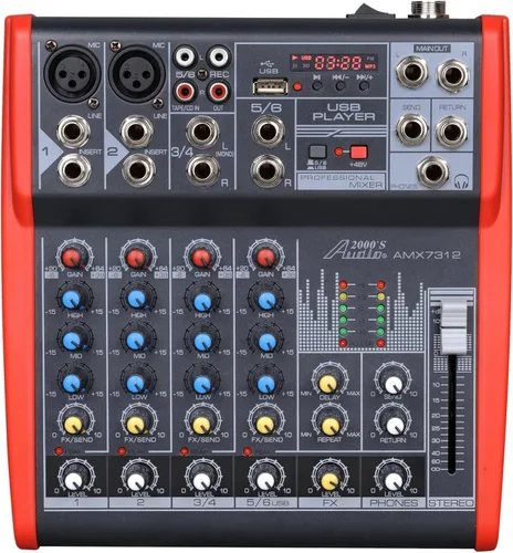 Miniatura 4 de Audio2000'S AMX7303- Mezclador de audio profesional de cuatro canales con procesador USB y DSP