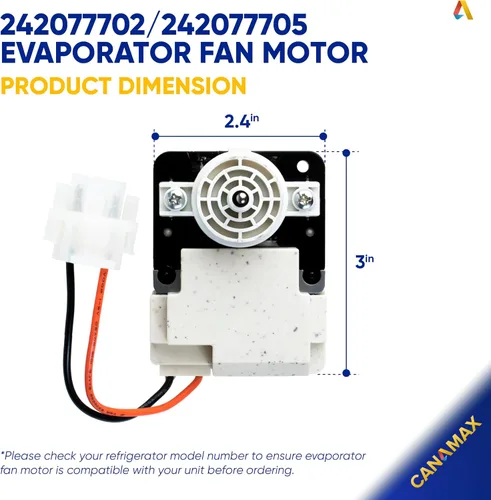 Miniatura 2 de Motor de ventilador evaporador 242077702 242077705 para Frigidaire Kenmore Crosley reemplaza FDQC18EL4F 242077701 5304514392 A03788604 motor