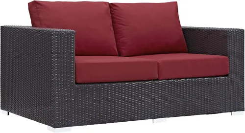 Miniatura 17 de Modway EEI-1911-EXP-ORA Convene - Muebles otomanos cuadrados de tela para patio, muebles de exterior, color naranja espresso Espresso Naranja