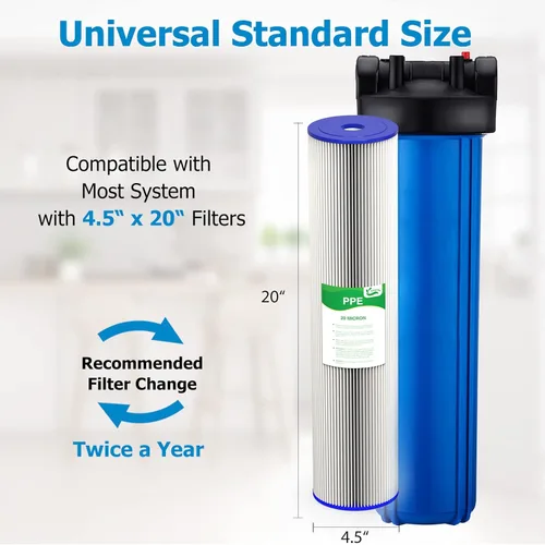 Miniatura 3 de Cartucho de repuesto de filtro de agua para toda la casa de 20 micrones y 20 pulgadas, filtros de agua plisados de sedimentos de 4.5 x 20 pulgadas