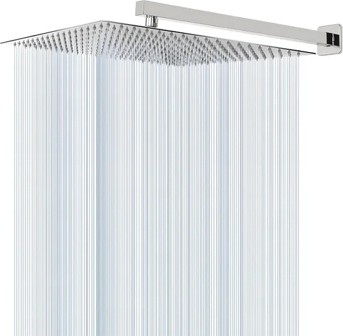 Miniatura 13 de Cabezal de regadera con brazo extensible, alta presión, cuadrado, con brazo para regadera, acero inoxidable, tipo lluvia, cascada, cobertura de Cromo