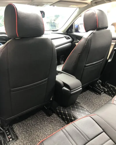 Miniatura 30 de EKR - Fundas de asiento de automóvil a la medida para Honda Civic Sedan, Sport, LX - Cuero sintético (negro)