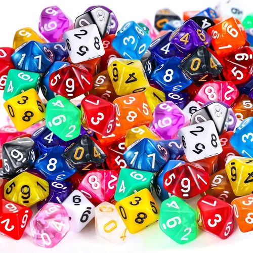 Skylety Juego de 50 dados poliédricos de 10 caras para el aula con bolsa negra, juego de dados poliédricos, compatible con RPG MTG, juegos de mesa