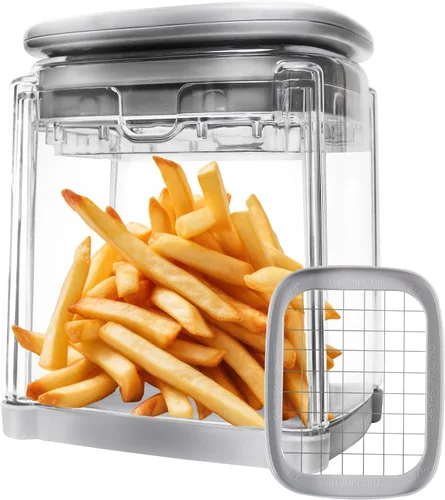 Cortador de patatas fritas con contenedor, picador manual de verduras con 1 cuchilla, cortador de patatas fritas, rebanador de manzana y cebolla