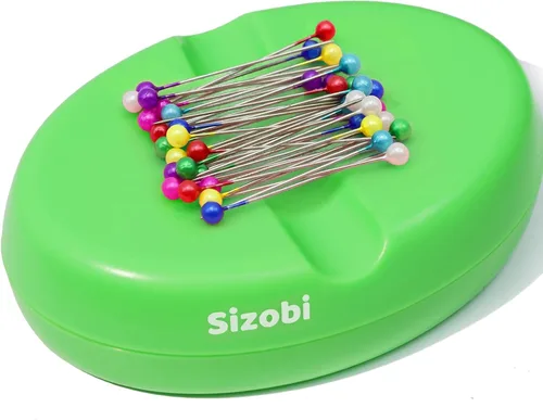 Miniatura 14 de Sizobi Soporte magnético para pasadores con 100 pines rectos de cabeza de bola, organizador magnético de aguja, soporte de pasador de bobby, soporte