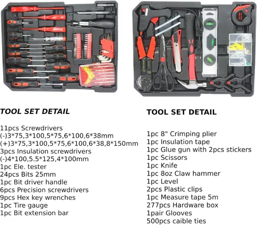 Miniatura 5 de Kit de herramientas para el hogar de 899 piezas, juego de herramientas de reparación para el hogar y el automóvil con caja de herramientas