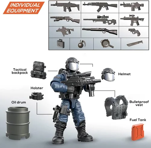 Miniatura 4 de MEIEST SWAT - Juego de 8 figuras de acción de policía urbana con múltiples accesorios de armas militares, juego de recuerdos de fiesta para niños